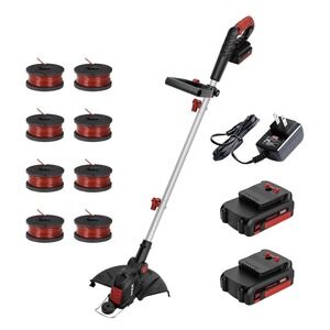 MZK 24V Cordless String Trimmer Edger Kit w/ 2 Batteries, Charger,‎ Line Spools